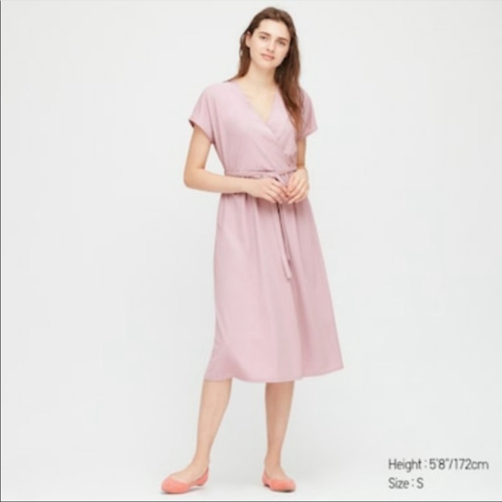 Uniqlo crepe jersey short sleeve wrap dress